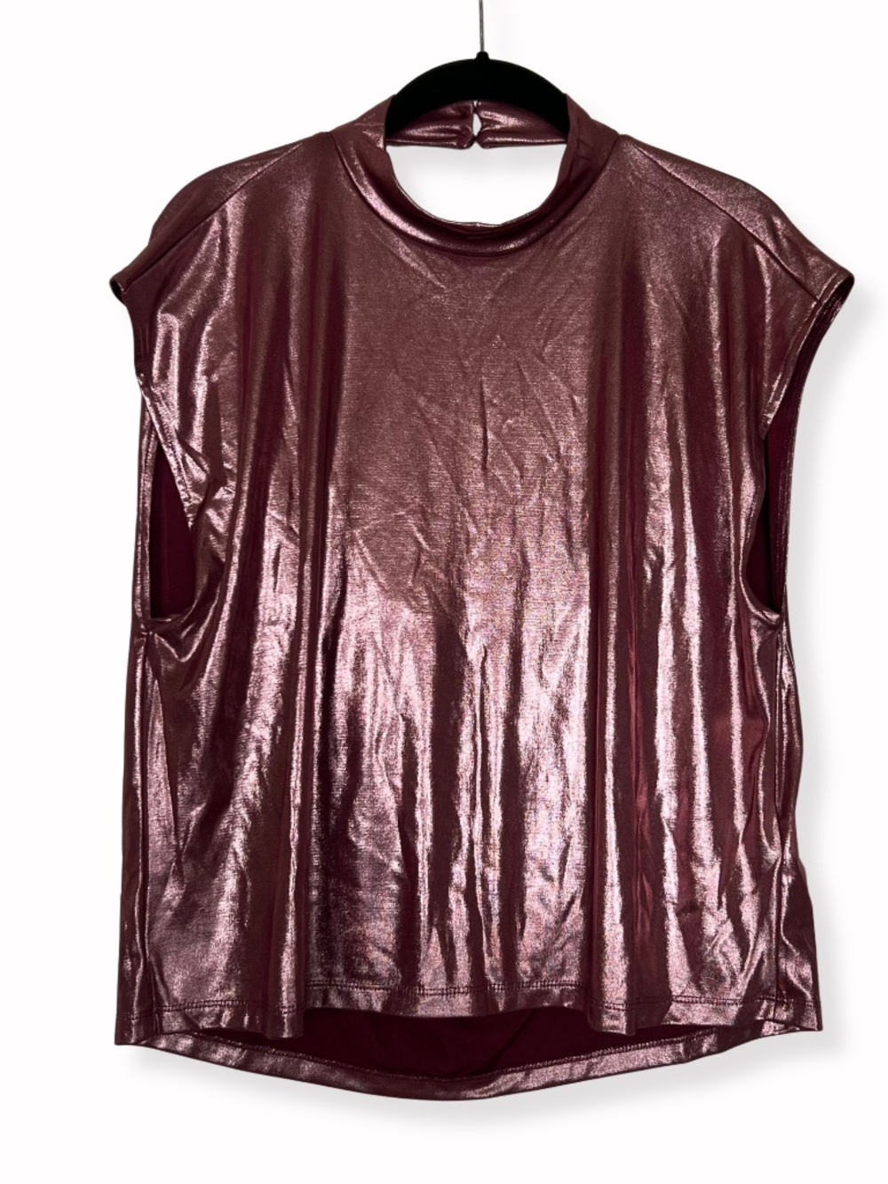 Anthropologie Rose Metallic Open-Back Top